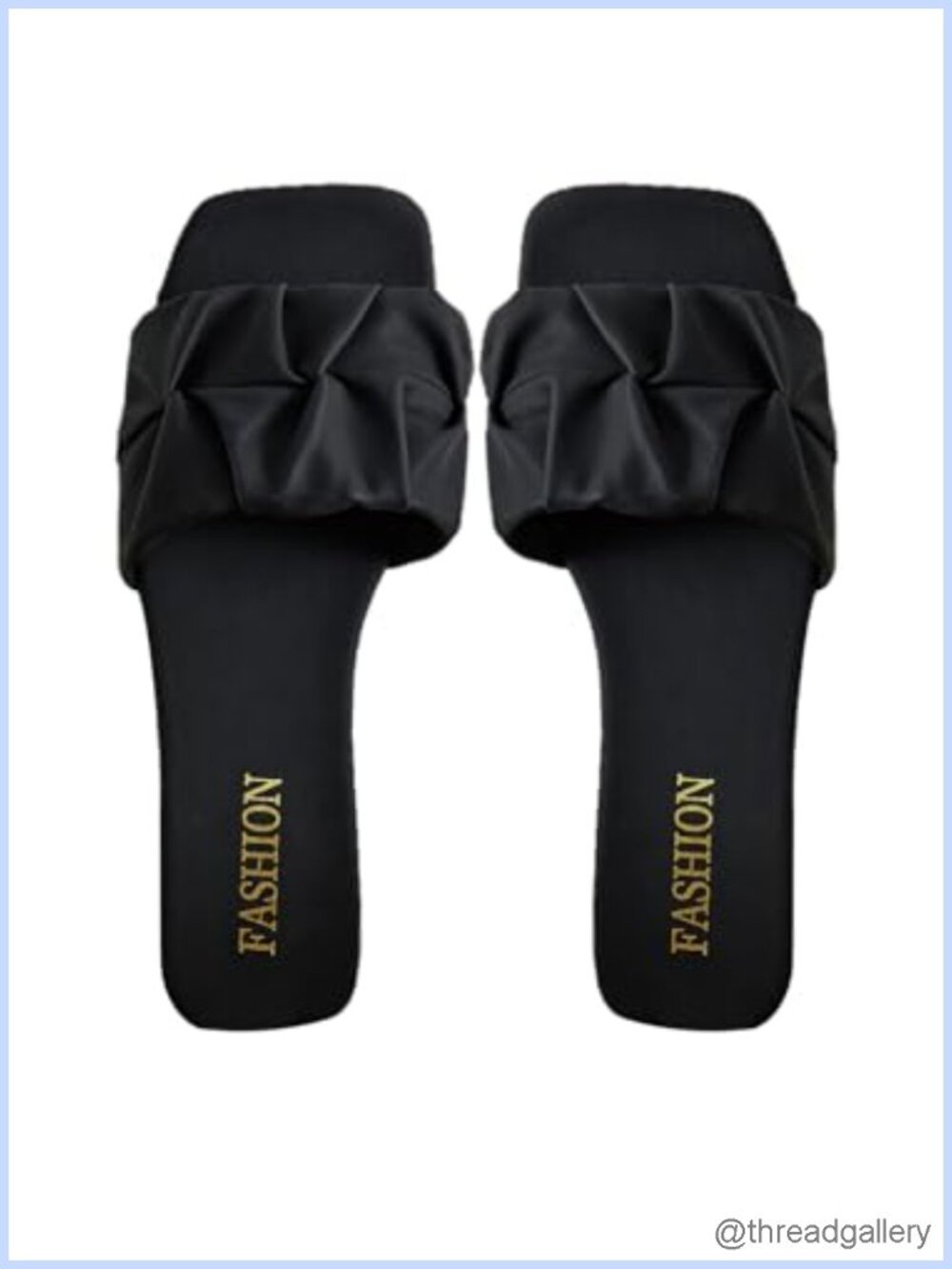 Women's Dressy Slide Sandals Square Toe Ruched Slip On Flat